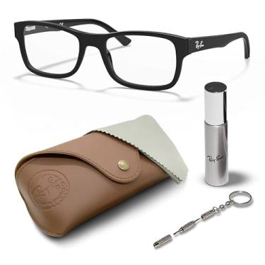 Imagem de Ray-Ban RB5268 Conjunto de óculos de formato quadrado com kit de óculos - Óculos com ajuste de ponte alta - Armação feminina de designer com lentes transparentes, Armação preta | Lente transparente