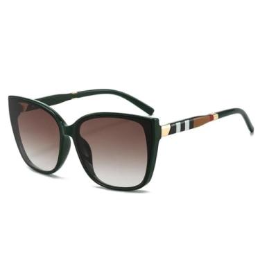 Imagem de JRLLFD Óculos da moda Óculos femininos Óculos masculinos Rosto redondo Borda Grande Armação Óculos à prova de UV (tamanho único/verde)