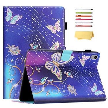Imagem de Capa para iPad (A16) 11ª geração 27.9 cm 2025/iPad 10ª geração 2022 11 polegadas com suporte/porta-lápis, capa carteira magnética UUcovers Smart PU [despertar/hibernar automaticamente], flor borboleta