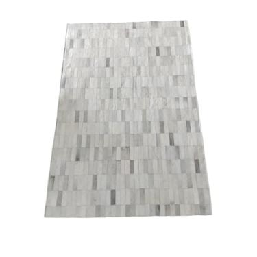 Imagem de Tapete De Couro Natural Legítimo Costurado 1,50 x 1,00 M (Cinza Tiras)
