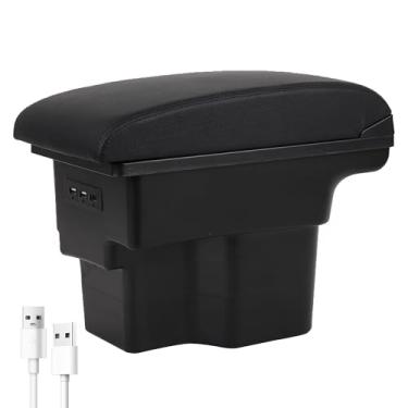 Imagem de YJYWZH Caixa de armazenamento de apoio de braço de carro para modelos KIA Soul 2014-2019, caixa de armazenamento central de camada dupla organizadora interior console central de mão com 3 portas USB