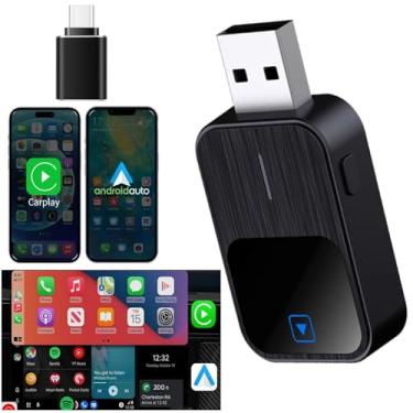 Imagem de Mini Apple Carplay & Android Auto Wireless Adapter, 2-in-1 Wireless Adapter, Upgraded + No Latency USB CarPlay Wireless Adapter for iPhone IOS 12+ /Android 11+