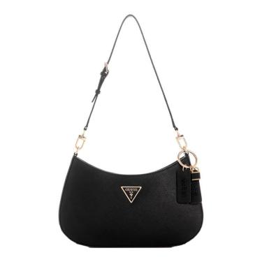 Imagem de Bolsa de ombro guess Noelle Top Zip preta com 3 compartimentos para cartões
