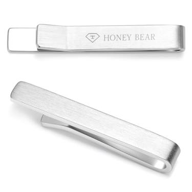 Imagem de HONEY BEAR Barra de prendedor de gravata skinny masculina de 4 cm para presente de casamento de gravata estreita de 4 cm, 4cm, aço inoxidável, Sem Pedra Preciosa