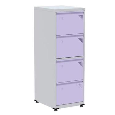 Imagem de Armário de Arquivo de Aço Pandin 4 Gavetas gavetas Cinza/Lilás
