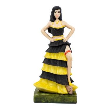 Imagem de Escultura Pomba Gira Preta Dourada 15 cm Crânio em Resina - Lua Místic