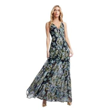 Imagem de Dress the Population Vestido longo feminino Ariyah Fit and Flare, Preto Multi, GG