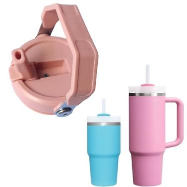 Imagem de Tampa de copo de substituição à prova de vazamento de 2 peças com canudo - Apto para Stanley NOVA VERSÃO Iceflow Flip Tumbler, Quencher H2.0 e Protour Quencher Copo de 850 g, 590 ml (pêssego, 590 ml E