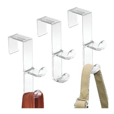 Imagem de Ganchos duplos iDesign para pendurar roupas, toalhas ou acessórios – Conjunto de 3 – Transparente