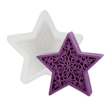 Imagem de Tone Fun Moldes de silicone de vela em forma de estrela para fazer velas, resina, velas de aromaterapia, sabonete de cera artesanal, decoração de casa, artesanato, fondant, chocolate, bolo (9 x 9 x
