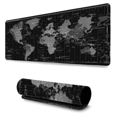Imagem de Mouse Pad Gamer Profissional Confortável Antiderrapante Escritório e Games (70x35) Mapa Mundi (Preto)