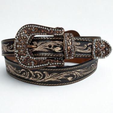 Imagem de Cinto Country Infantil Feminino Paul Western, Marrom, 55