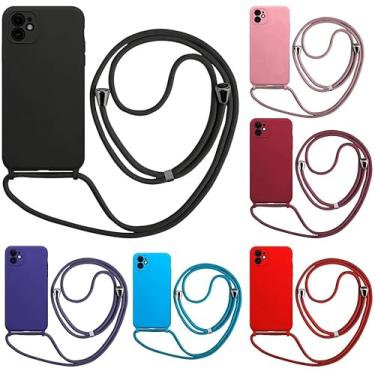 Imagem de Case Capa Capinha Com Cordão Alça Transversal Para iPhone 11 (MARROM)