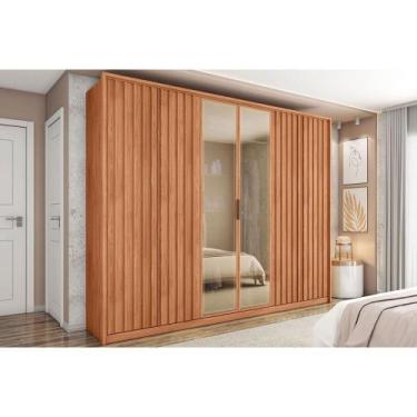 Imagem de Guarda Roupa 6 Portas e 4 Gavetas c/ Vidro Reflecta Centurium Freijo -