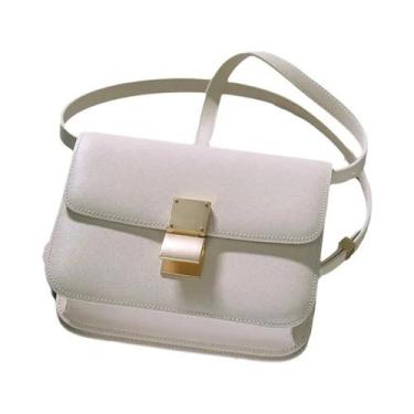 Imagem de Bolsa Feminina Luxuosa de Couro Genuíno - Crossbody Quadrada, 20cm Méd