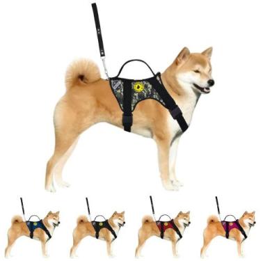 Imagem de Coleira Peitoral Para Cães Cachorros Ajustável Com Guia Alça Reforçada
