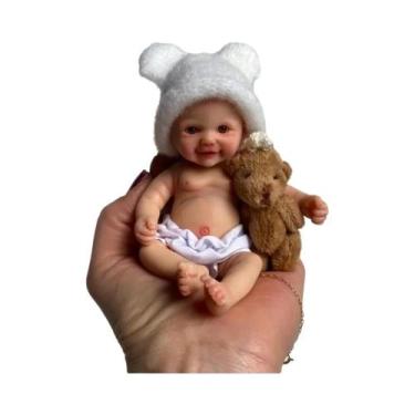 Imagem de Boneca Reborn de Silicone Mini Palma - 14-15cm, Lavável e com Toque Re