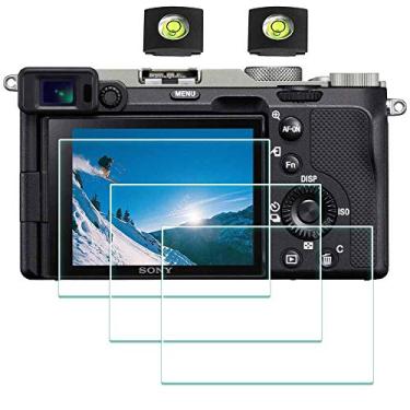 Imagem de ULBTER Protetor de tela aplicável para Sony Alpha A7C 7C 【Não para A7CII / A7CR】 Câmera e capa de sapata quente [3 + 2 unidades], 0,3 mm de dureza 9H capa de vidro temperado anti-arranhões antibolhas