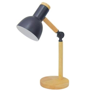 Imagem de Luminária Mesa Abajur 45Cm Articulada Retrô Madeira Gimpo, Bivolt