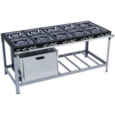 Imagem de Fogão Industrial Stori Premium 10 Bocas 30x30 Com Forno M21 Metalmaq Fogão Baixa Pressão Pintado