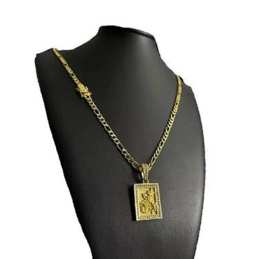 Imagem de Cordão 3X1 5Mm + Pingente São Jorge - Banhado A Ouro 18K - Tojoia18K