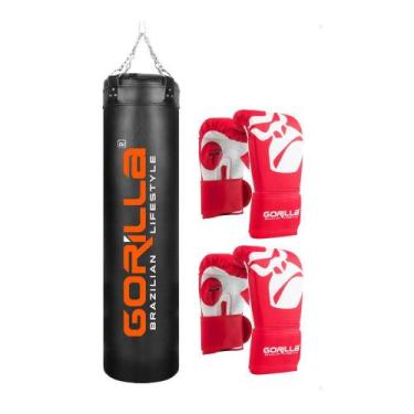 Imagem de Saco Pancada Grande 160 Cm Profissional Reforçado + Luva Bate Saco Adu