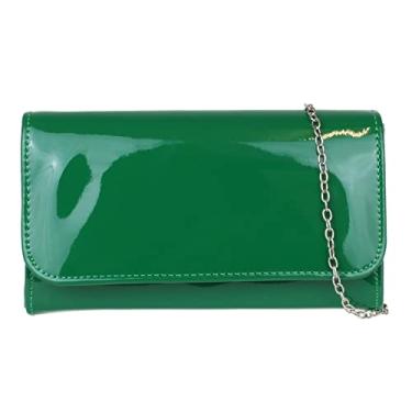 Imagem de Girly HandBags Bolsa clutch lisa e brilhante, Verde escuro, W 20, H 12, D 7 cm (W 8, H 5, D 3 inches)