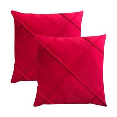 Imagem de Kit 2 Capas para Almofada Drapeada em Veludo Quadrada 43x43 com Enchim