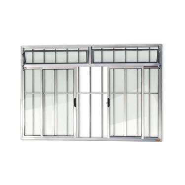 Imagem de Janela Plus 4 Folhas Com Bandeira E Grade Vidro Liso 100cm X 200cm Brimak Brilhante