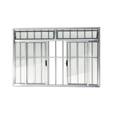 Imagem de Janela Plus 4 Folhas Com Bandeira E Grade Vidro Liso 120cm X 150cm Brimak Brilhante