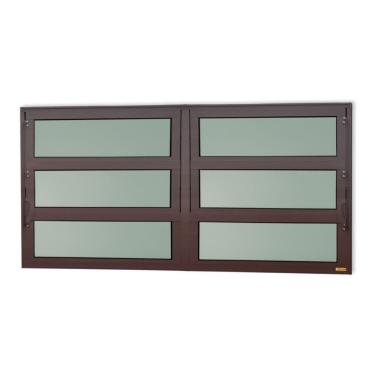 Imagem de Janela De Aluminio Basculante 2 Seções Elite Vidro Boreal 60cm X 120cm Brimak Corten