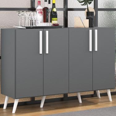 Imagem de Aparador Buffet 4 Portas Com Pés Grafite Branco