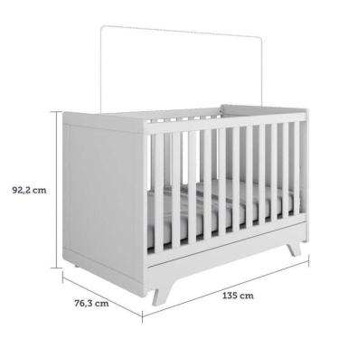 Imagem de Conjunto Para Quarto De Bebê Com Cômoda E Berço Retrô Móveis Peroba Branco Brilho