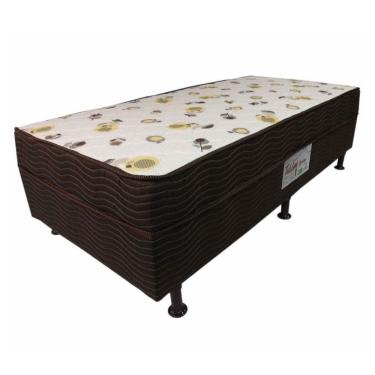Imagem de Cama Box Conjugada Solteiro Turin Spring Com Ortopillow E Molas Nanolastic 43x88x188cm Ortobom Marrom E Bege