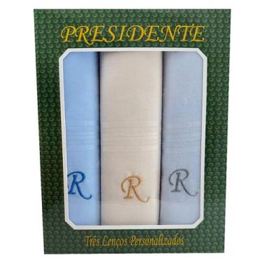 Imagem de Lenços Com Letras Presidente De Bolso 41cm 100 Algodão 3 Unidades, R