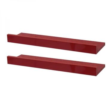 Imagem de Kit 2 Prateleiras Porta Quadros 90 X 10cm Vermelha Suporte