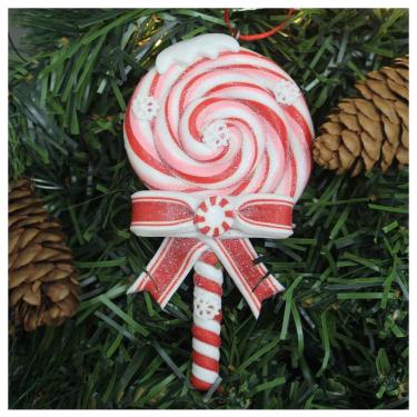 Imagem de Enfeite Pendente Para árvore De Natal Doce Pirulito 13cm