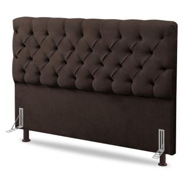 Imagem de Cabeceira Cama Box Casal King Size Lylla 195cm Capitonê Com Frame Sintético Marrom - Desk Design