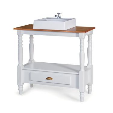 Imagem de Lavabo Pé Toneado 1 Gaveta Inferior E 1 Prateleira Com Cuba Dália M53063 Cor Imbuia - Verniz