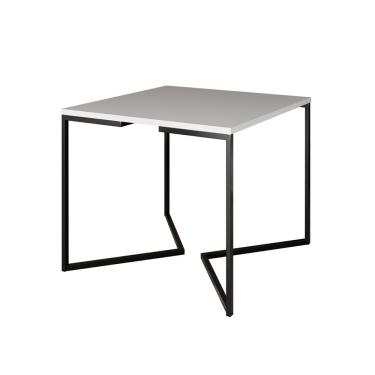 Imagem de Mesa Jantar Industrial Quadrada Branca 90Cm Base V Ferro Preto Cor: Branco