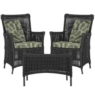 Imagem de 2 Poltronas 1 Mesa Igapó Em Alumínio Preta Corda Náutica E5 Preto