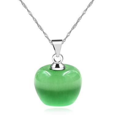 Imagem de Uloveido Brincos de colar com pingente de zircônia cúbica de maçã banhado a prata para mulheres YL007