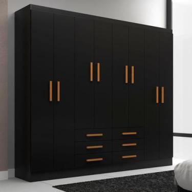 Imagem de Guarda-Roupa Casal Paris 8 Portas 6 Gavetas Black - Evidencia Móveis, 