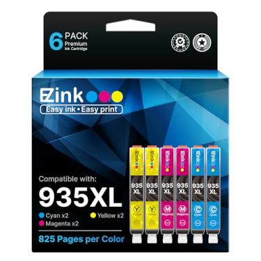 Imagem de E-Z Ink Cartucho de tinta de substituição compatível (TM) para HP 935XL para usar com impressora Officejet 6230 6830 6815 6812 6835 6820 (2 cianos, 2 magentas, 2 amarelos, pacote com 6)