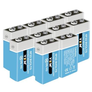 Imagem de YKM Baterias De 9 V Longa Duração Para Detector Fumaça, Abridor Porta Garagem, Alarme, Walkie Talkie, Rádio Transistorizado, 7 Anos Vida Útil, Pacote Com 10