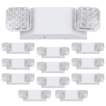 Imagem de GRUENLICH Luz De Emergência Comercial Led Com Cabeça Dupla E Bateria Reserva, Padrão Americano, Ca 120-277 V, Luminárias Fiação Para Cortes Energia Em Escritórios Comerciais, Pacote 12 Unidades