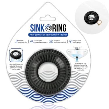 Imagem de SINK RING Sinkring - Protetor De Ralo Pia Banheiro Definitivo Coletor Cabelo/Filtro/Armadilha (Preto)