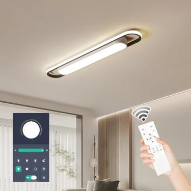 Imagem de Naroume Luminária De Teto Led Regulável, Moderna, Linear, 36,2" (36,2"), Semi-Embutida, Formato Envolvente, Com Controle Remoto Para Cozinha, Sala Jantar E Lavanderia (50 W)