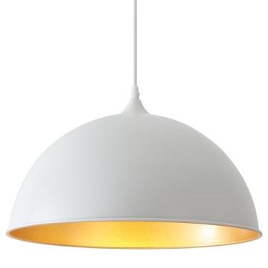 Imagem de Woholitable Luminária Pendente Estilo Fazenda, 15,7" Grande, Branca, Com Cúpula, Para Cozinha, Ilha, Corredor, Sala De Jantar, Estar, Quarto, Bar, Café