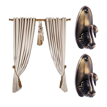 Imagem de Milisten Ganchos Para Prender Cortinas, Par De Cortinas Em Forma Cisne, Suportes Decorativos Metal Parede, Decoração Quarto E Escritório